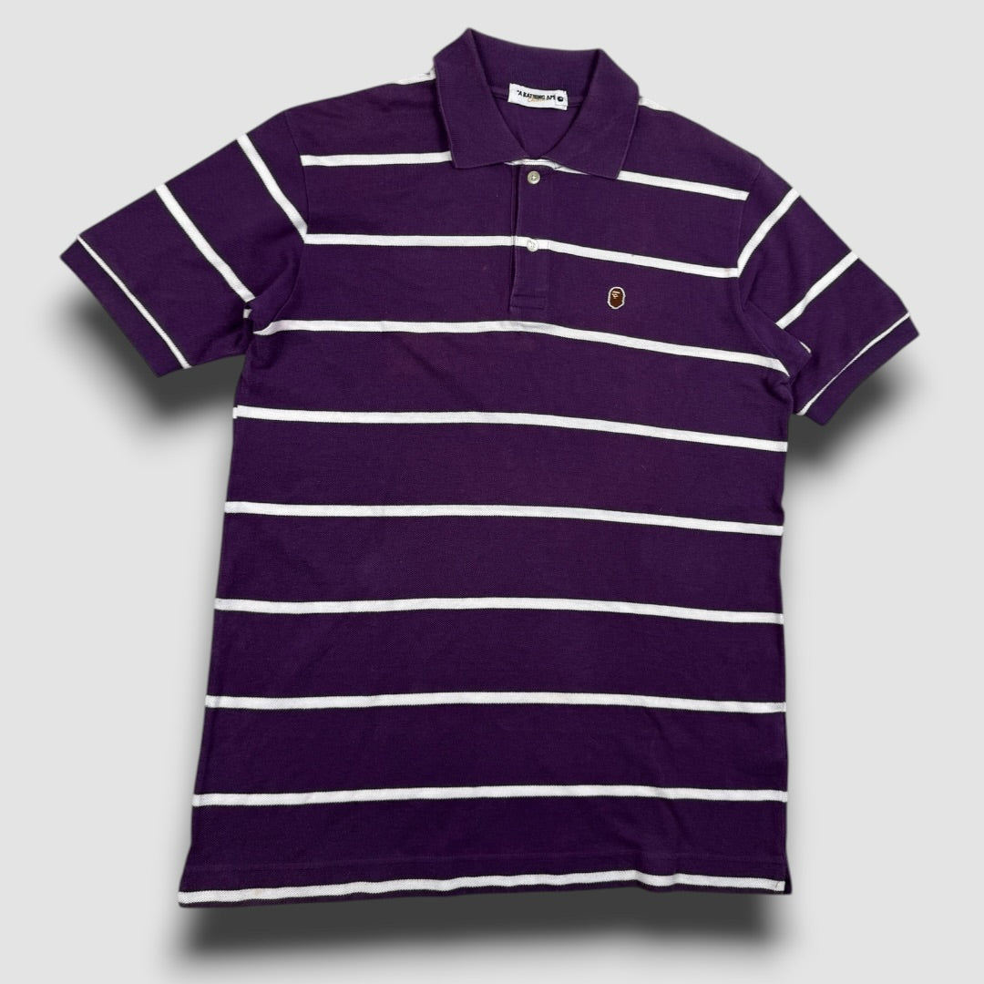 Bape striped polo purple/white - Medium
