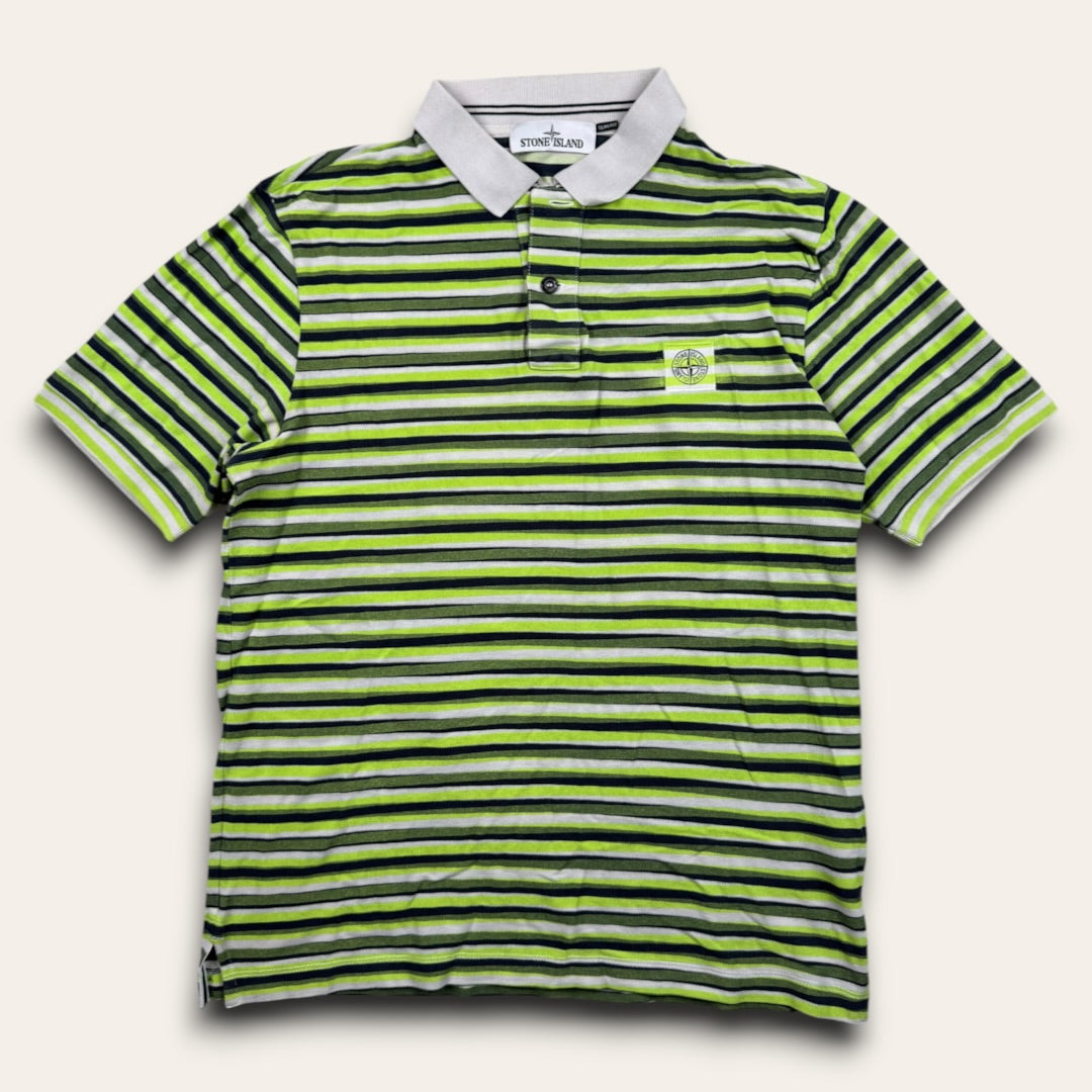 Stone island green striped polo - Large