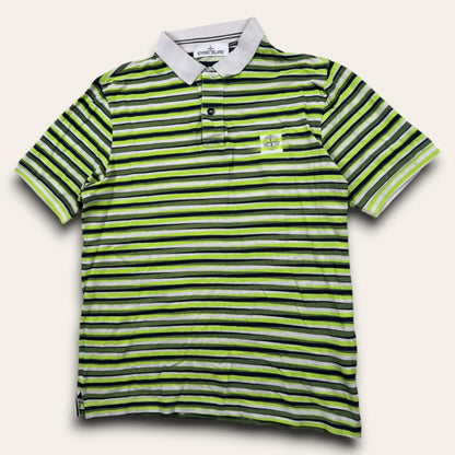 Stone island green striped polo - Large