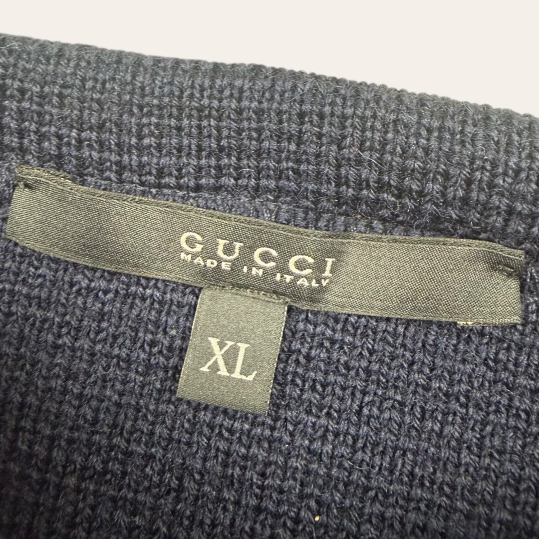 Gucci woven pocket sweater navy - Large
