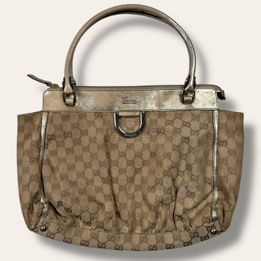 Gucci canvas handbag beige/gold