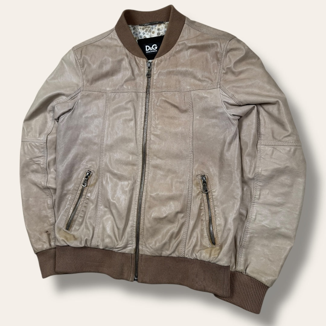 Dolce & Gabbana leather jacket beige - Medium