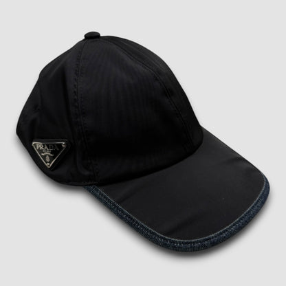 Prada nylon & denim cap black - Medium