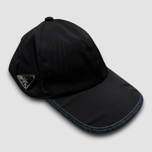 Prada nylon & denim cap black - Medium