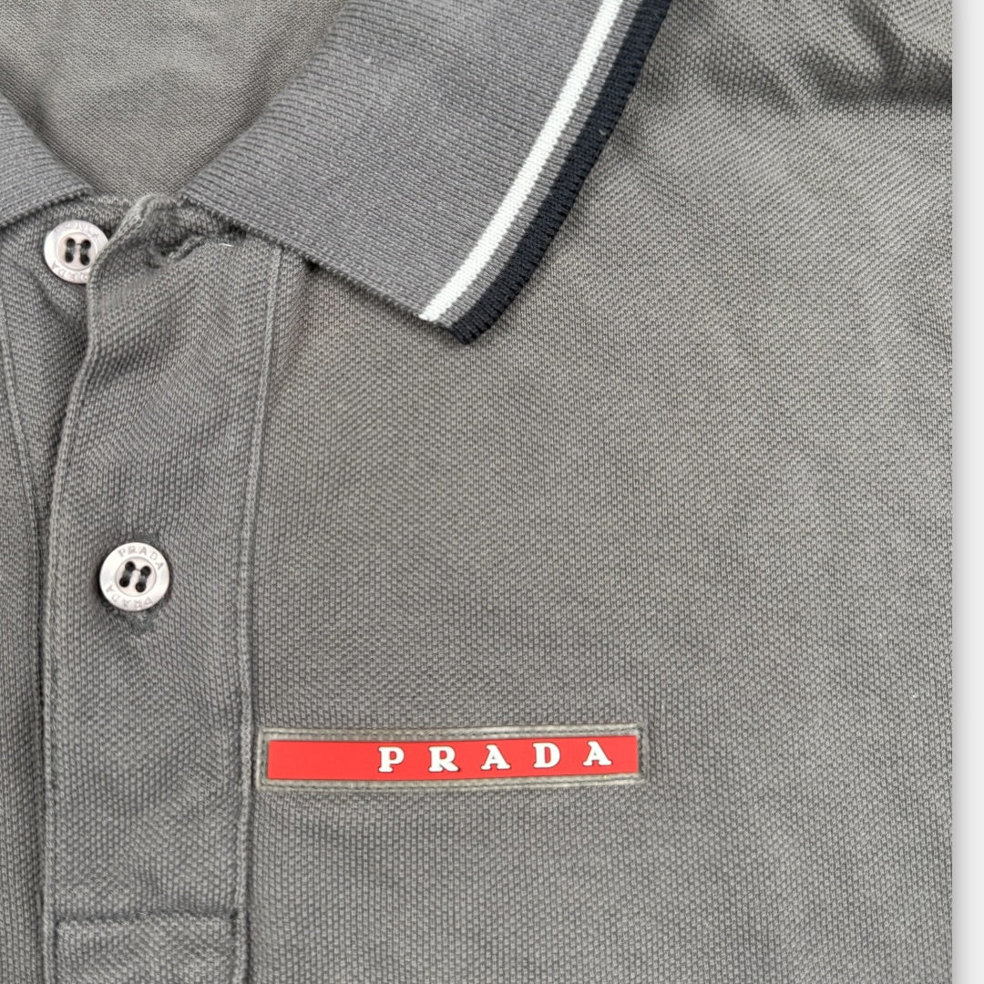 Prada red tab logo polo grey - Large