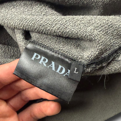 Prada black logo hoodie grey - Large