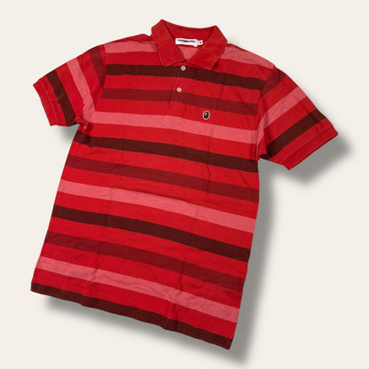 Bape polo shirt striped red - Medium