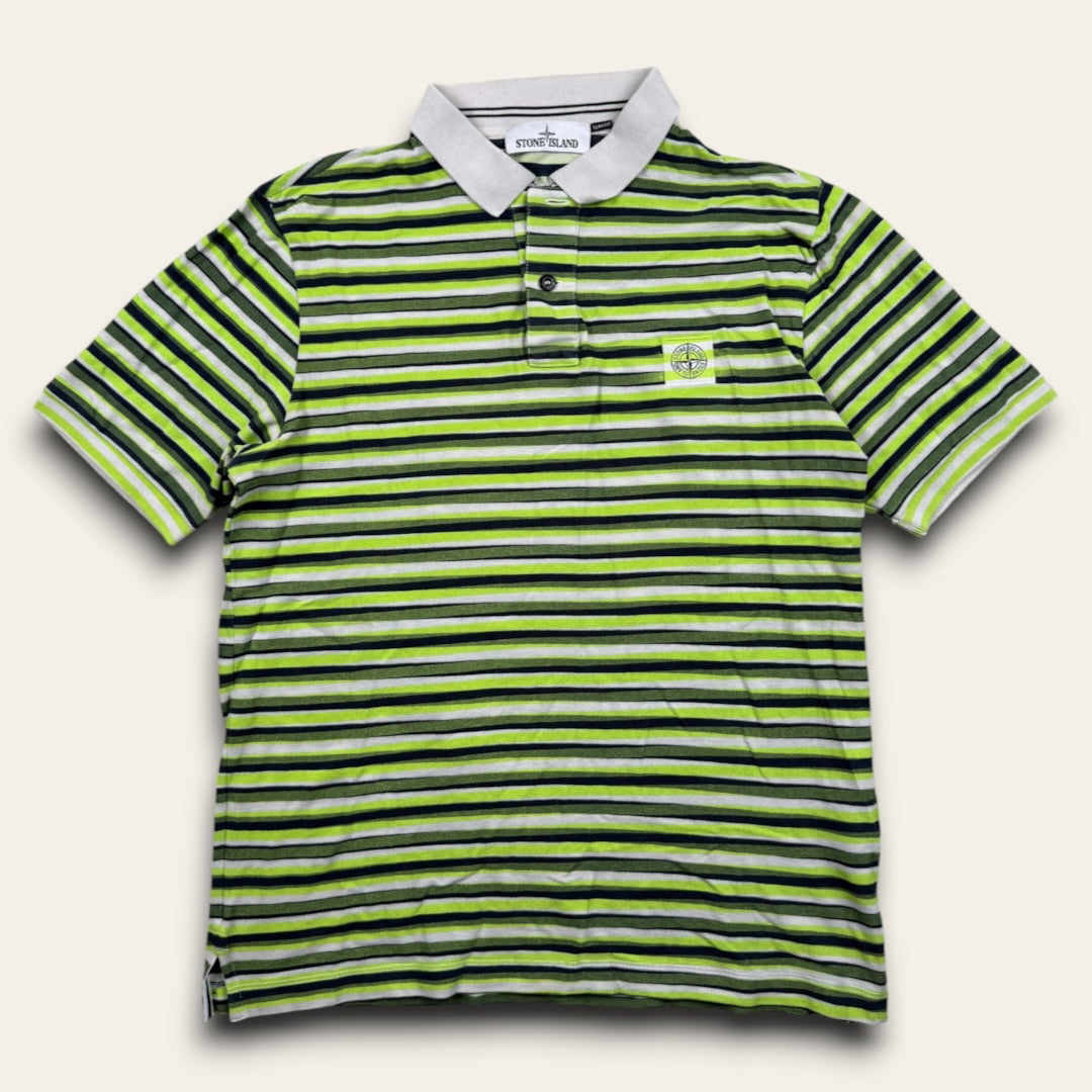 Stone island green striped polo - Large