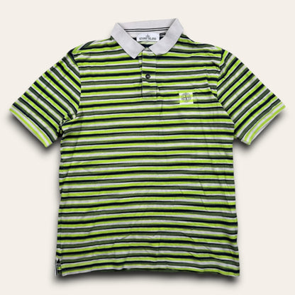 Stone island green striped polo - Large