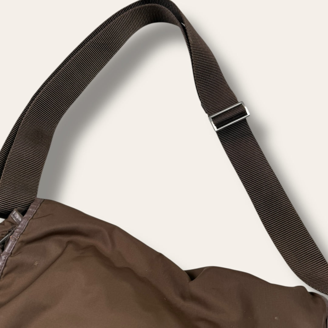 Prada Tessuto Nylon Crossbody / Messenger Bag brown