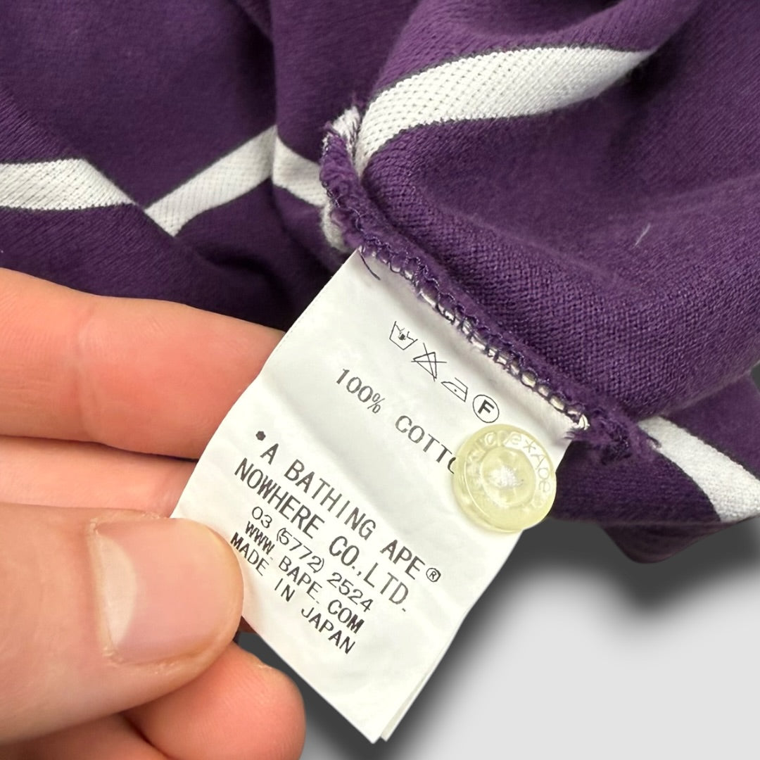 Bape striped polo purple/white - Medium