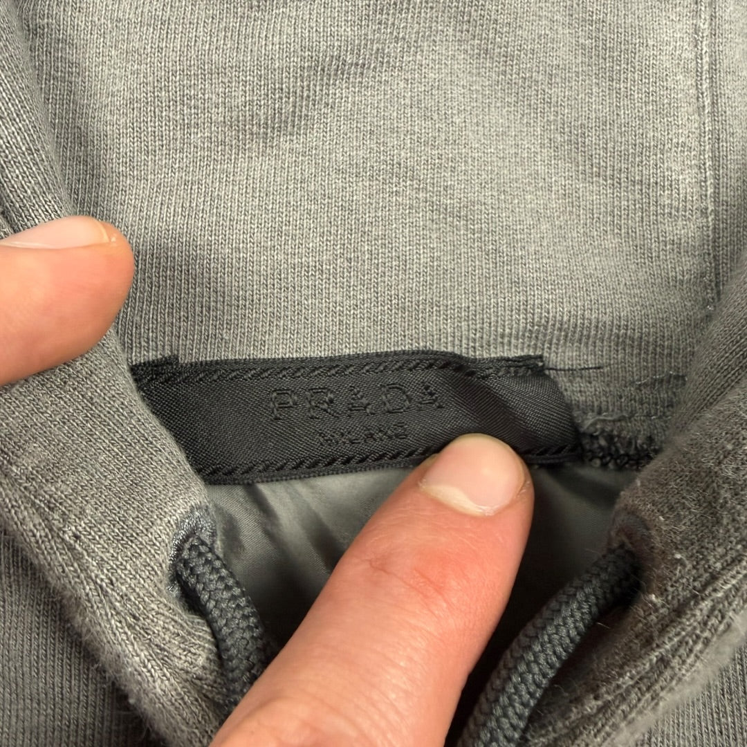 Prada black logo hoodie grey - Large