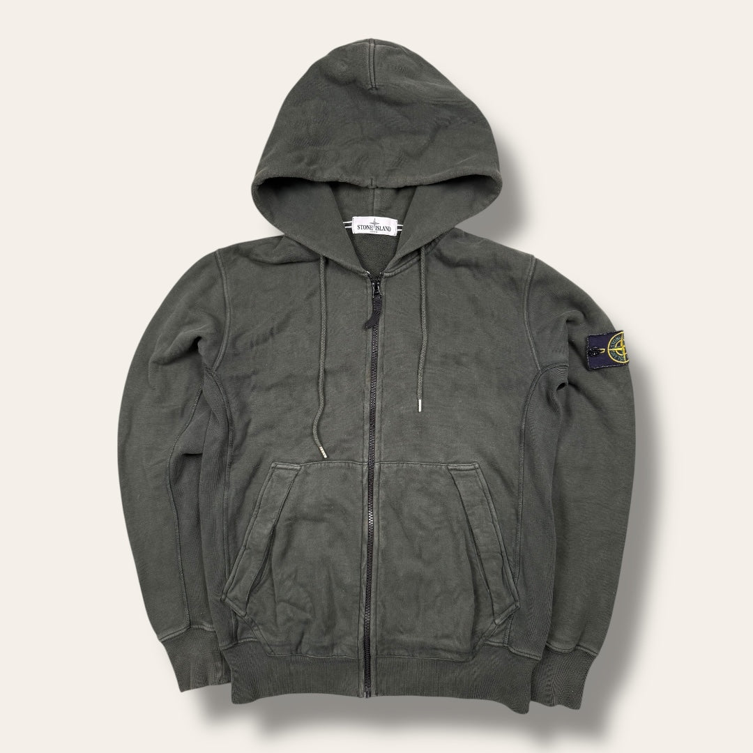 Stone Island zip-up hoodie dark green - Medium